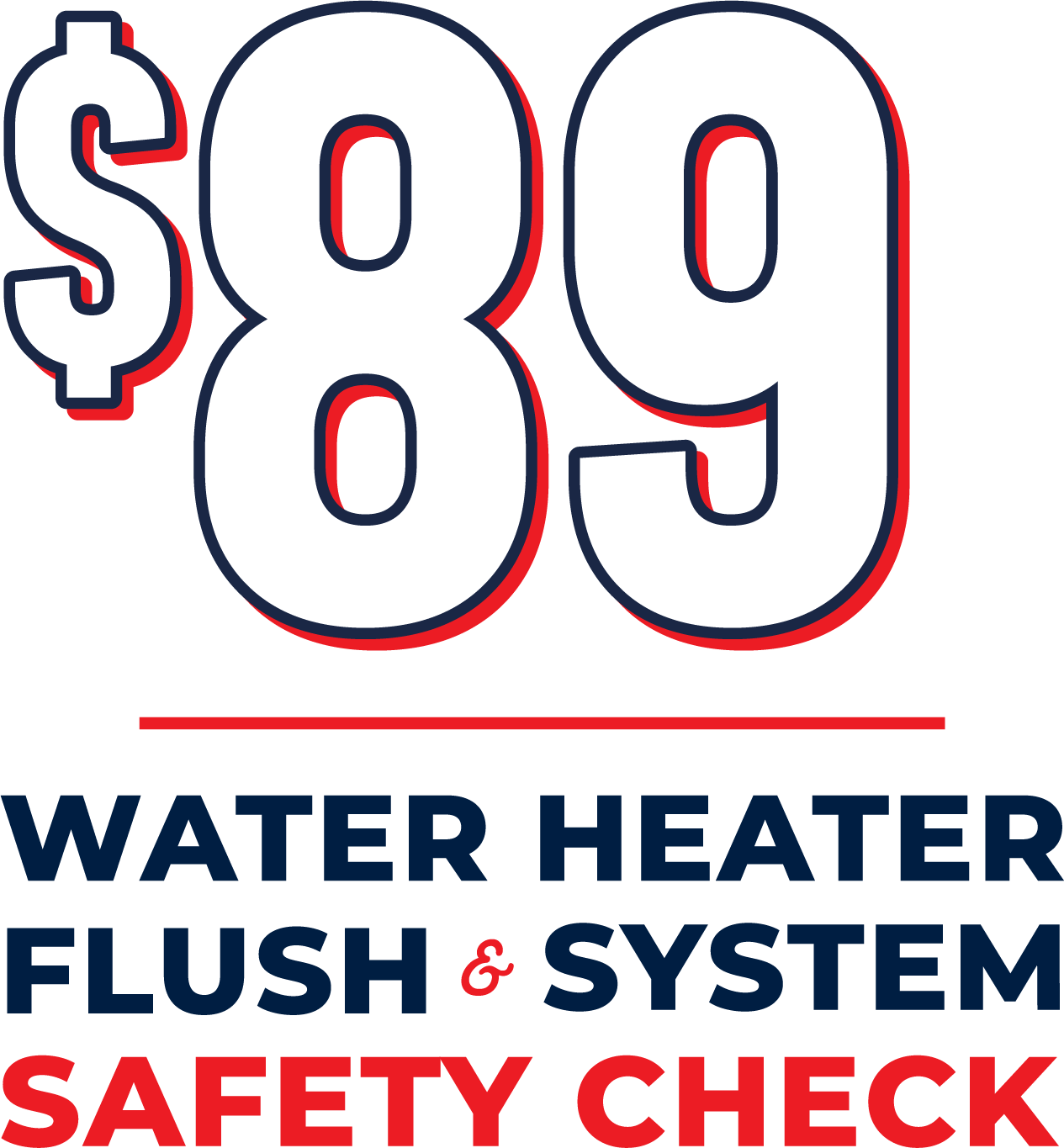$89 water heater flush & system safety check!
